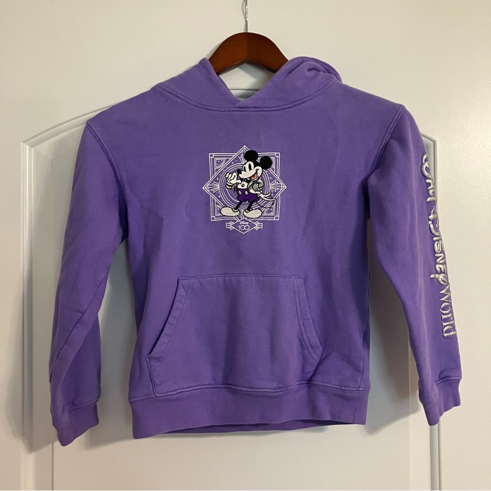 Walt‎ Disney World Disney 100 Years Of Wonder Purple Hooded Sweatshirt Sz 7/8